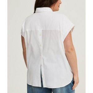 Torrid - Back Button Placket White Short Sleeve Collar Dolman Top - 3X
